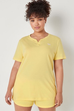 Victoria's Secret V Neck Kort Sleeve T-Shirt Wit | 16385-QZFY