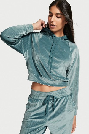 Victoria's Secret Velour Lounge Zip Up Hoodie Groen | 20789-ZDCS