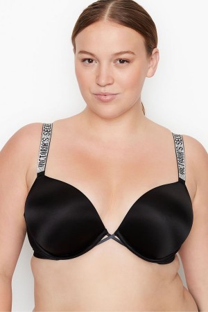 Victoria's Secret Very Sexy Add 2 Cups Shine Riemen Smooth Push Up Bra Zwart | 20396-ARGW