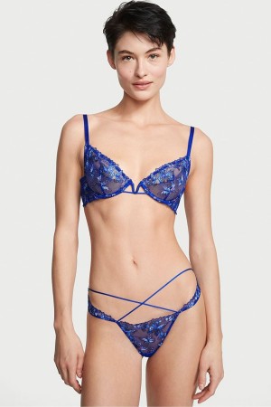 Victoria's Secret Very Sexy Embroidered Knickers Blauw | 10283-UJGH