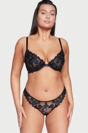 Victoria's Secret Very Sexy Embroidered String Knickers Zwart | 27980-CVQR