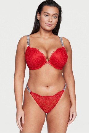 Victoria's Secret Very Sexy Kanten Shine Riemen String Knickers Rood | 02514-EVOX