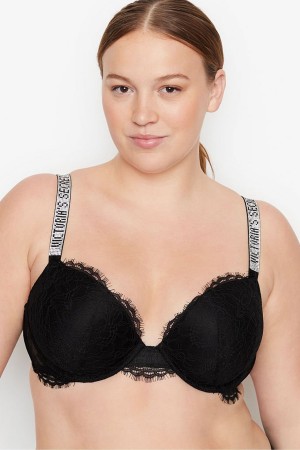 Victoria's Secret Very Sexy Shine Riemen Push Up Bra Zwart | 51438-AIRY