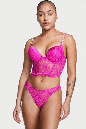 Victoria's Secret Very Sexy Shine Riemen Cutout Back String Knickers Fuchsie Roze | 07516-HYSR