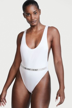 Victoria's Secret Very Sexy Shine Riemen Belted Open Back Swimsuit Wit | 32401-NMBX