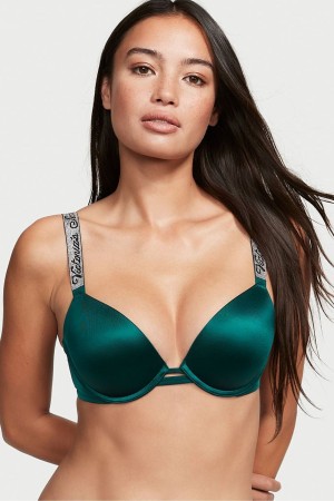 Victoria's Secret Very Sexy Shine Riemen Push Up Bra Zwart Groen | 67809-JQDV