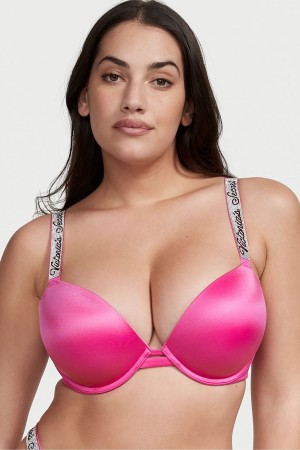 Victoria's Secret Very Sexy Shine Riemen Push Up Bra Zwart | 57192-OMUK