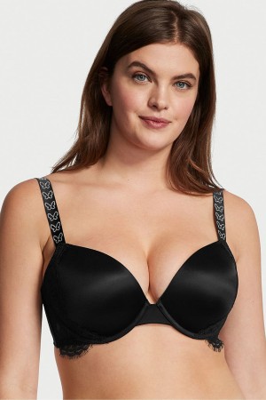 Victoria's Secret Very Sexy Shine Riemen Kanten Wing Plunge Bra Zwart | 69018-OTQJ