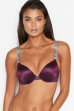 Victoria's Secret Very Sexy Shine Riemen Plunge Push Up Bra Zwart | 74395-NEPI