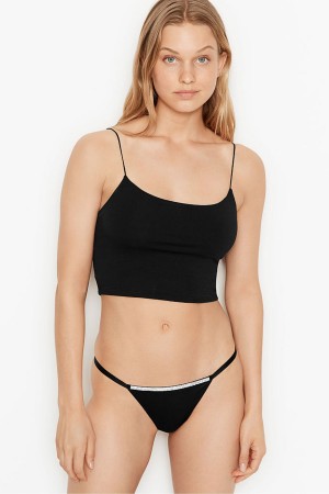 Victoria's Secret Very Sexy Smooth Shine Riemen Knickers Zwart | 10596-MOHU