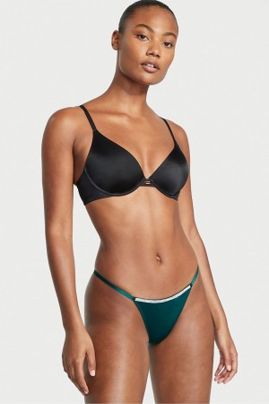 Victoria's Secret Very Sexy Smooth Shine Riemen Knickers Zwart Groen | 61573-XVPD