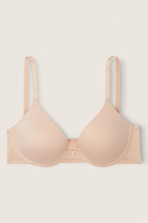 Victoria's Secret Wear Everywhere Front Bevestiging Push Up T-Shirt Bra Beige | 25630-AQMU