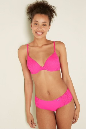 Victoria's Secret Wear Everywhere Kanten Push Up T-Shirt Bra Roze | 56784-KYSZ