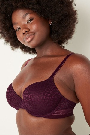 Victoria's Secret Wear Everywhere Kanten Lightly Gevoerde T-Shirt Bra Bordeaux Paars | 83670-KWZV