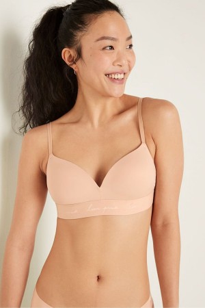 Victoria's Secret Wear Everywhere Smooth Non Wired Push Up T-Shirt Bra Champagne Nude | 48106-EYVA