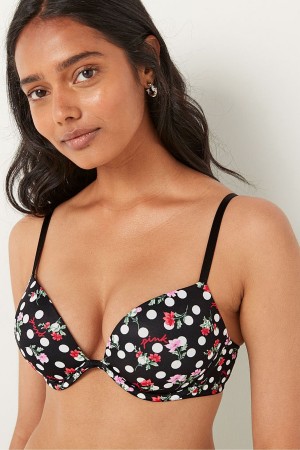 Victoria's Secret Wear Everywhere Smooth Non Wired Push Up T-Shirt Bra Zwart | 67284-YGZN