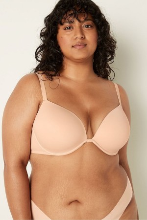 Victoria's Secret Wear Everywhere Smooth Push Up T-Shirt Bra Beige | 85714-LAVQ