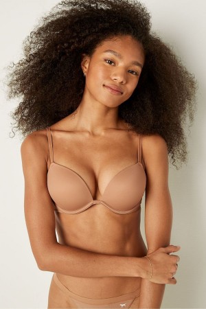 Victoria's Secret Wear Everywhere Smooth Push Up T-Shirt Bra Mocha Latte Nude | 57042-YXJI