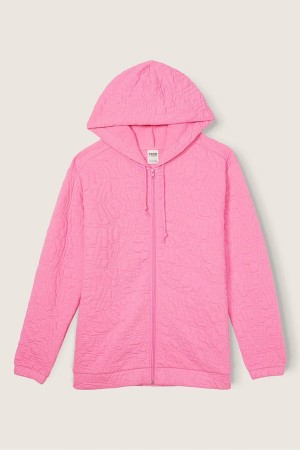 Victoria's Secret Zip Up Long Sleeve Hoodie Roze | 76851-BFXZ