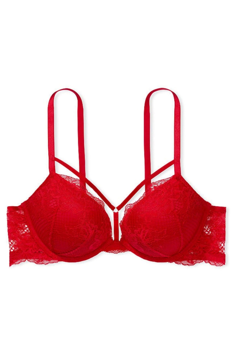 Victoria's Secret Bandjes Fishnet Kanten Bra Rood | 85206-BMYH