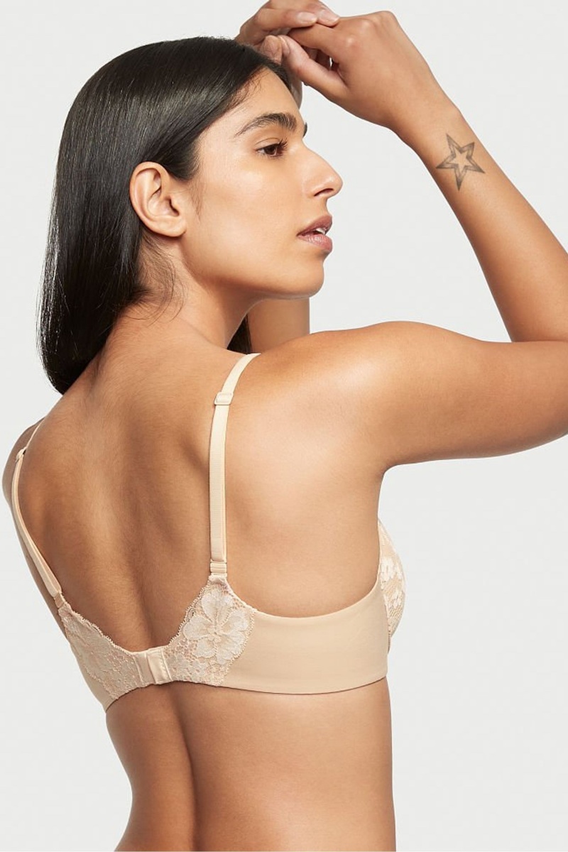 Victoria's Secret Body by Victoria Front Bevestiging Kanten Trim Lightly Gevoerde Demi Bra Champagne Xdye Nude | 36872-MEAP