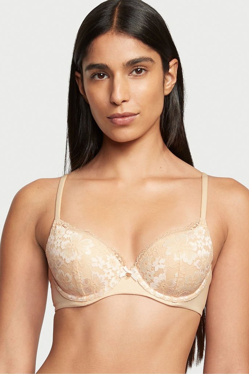 Victoria\'s Secret Body by Victoria Front Bevestiging Kanten Trim Lightly Gevoerde Demi Bra Champagne Xdye Nude | 36872-MEAP