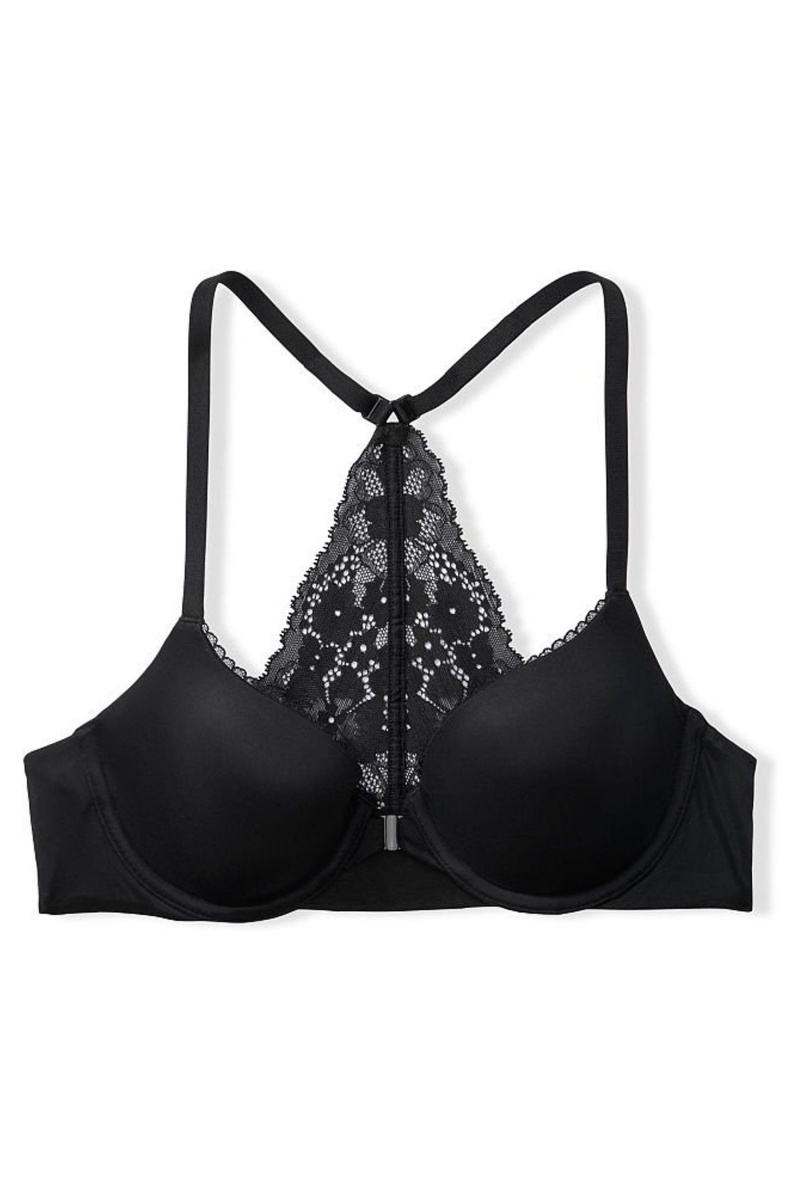 Victoria's Secret Body by Victoria Front Bevestiging Kanten Trim Lightly Gevoerde Demi Bra Zwart | 18679-IUWJ