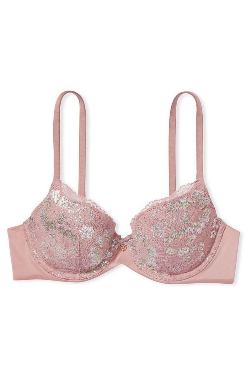 Victoria's Secret Body by Victoria Front Bevestiging Kanten Trim Lightly Gevoerde Demi Bra Roze | 70143-MNUL