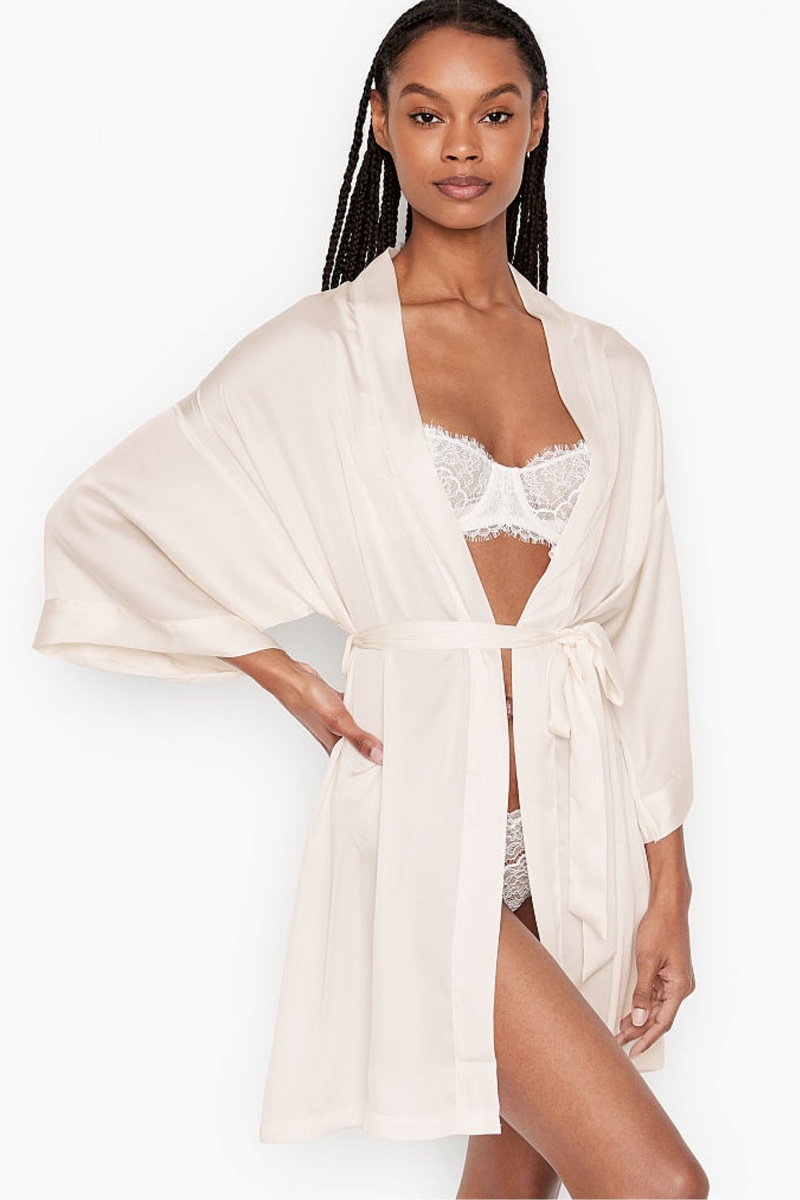 Victoria\'s Secret Bridal Satin Bride Embellished Robe Wit | 29346-CMVT