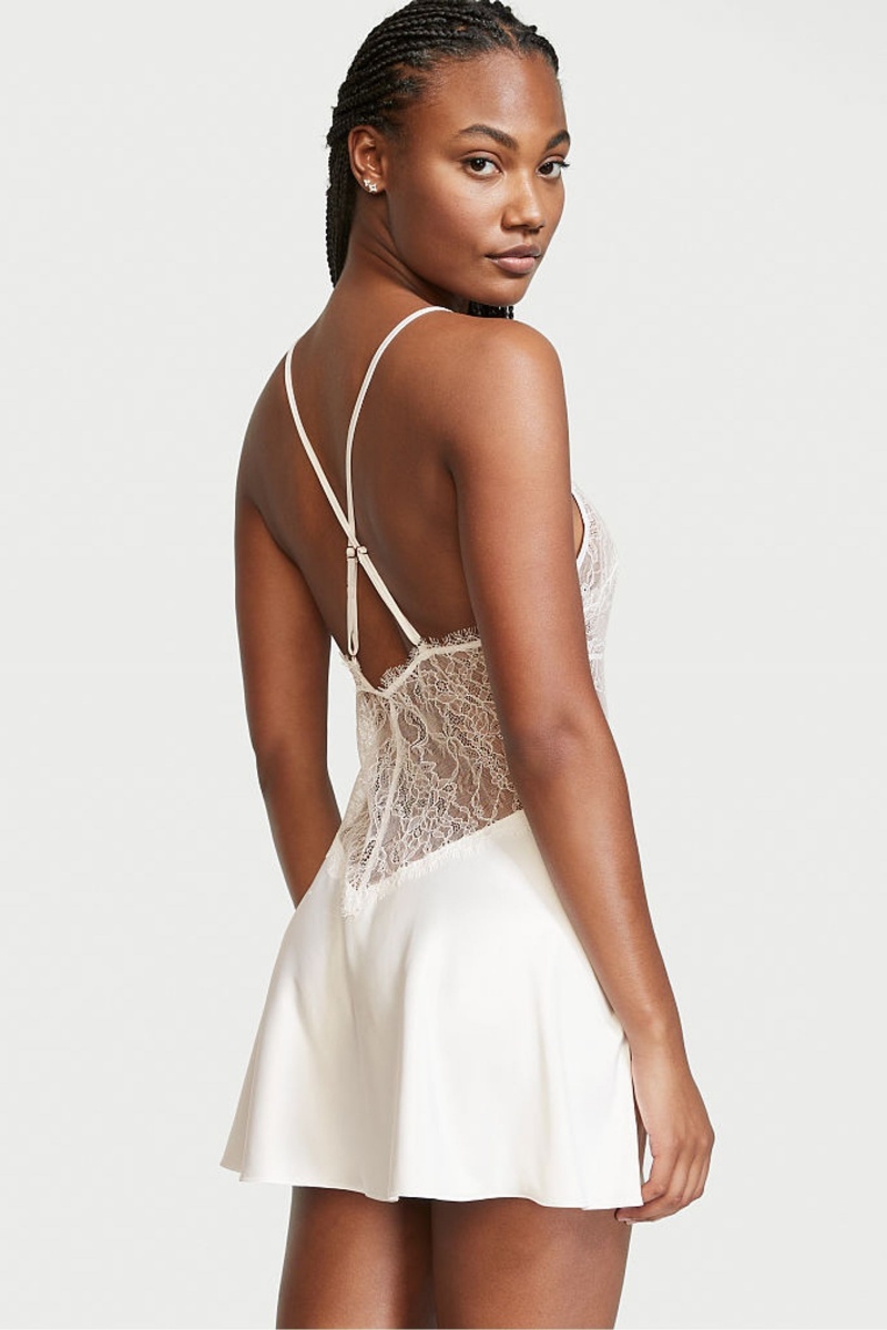 Victoria's Secret Bridal Satin Kanten Slip Wit | 67815-PHBZ