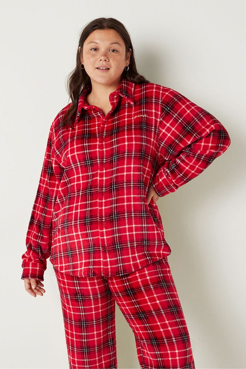 Victoria\'s Secret Cosy Long Sleeve Pyjama Top Rood | 45702-KSBR