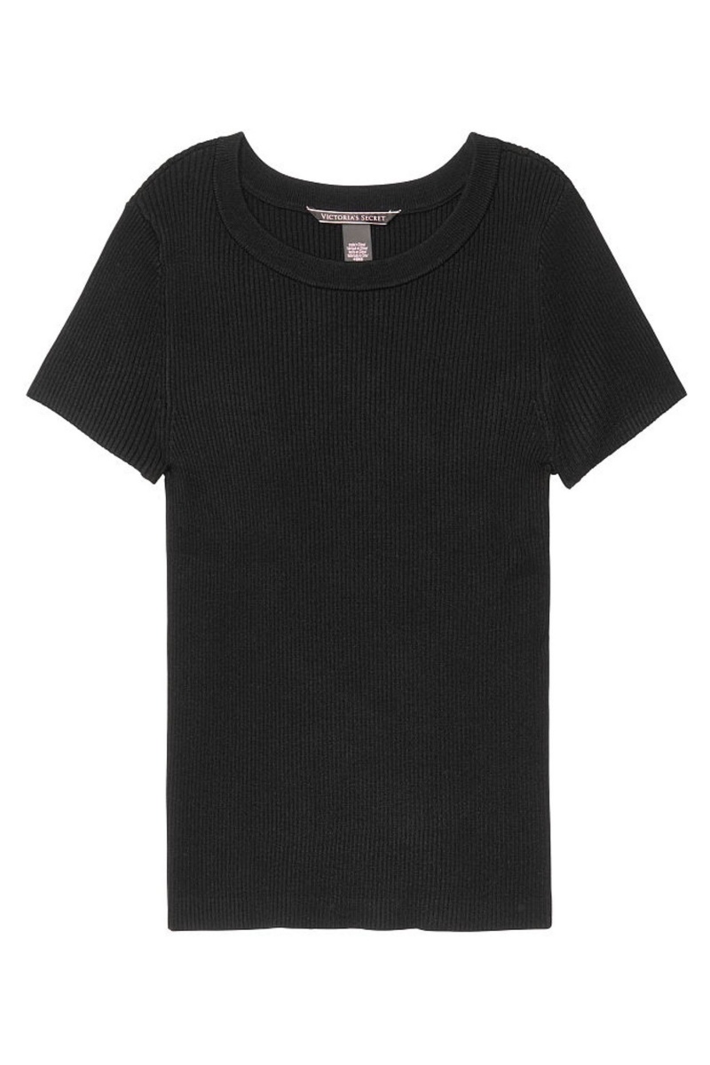 Victoria's Secret Crewneck Trui T-shirt Zwart | 31587-BYRT