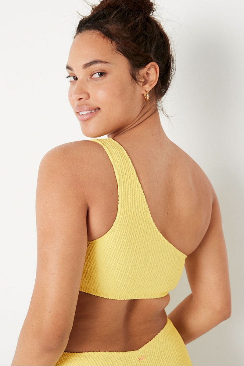 Victoria's Secret Crinkle One Shoulder Bikini Top Zwart | 63912-YJCN