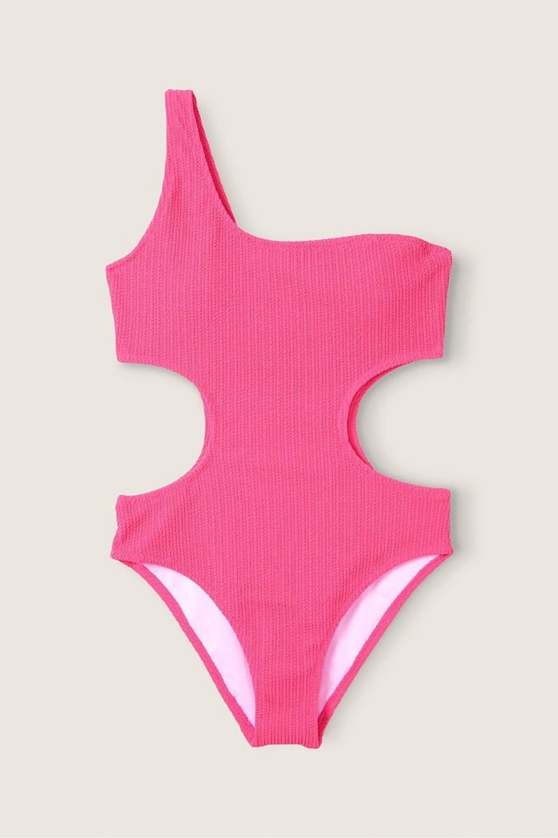 Victoria's Secret Crinkle One Shoulder One Piece Swimsuit Roze | 36248-YDVG