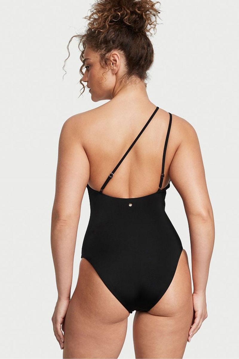 Victoria's Secret Cut Out One Shoulder One Piece Swimsuit Zwart | 79851-QUZY