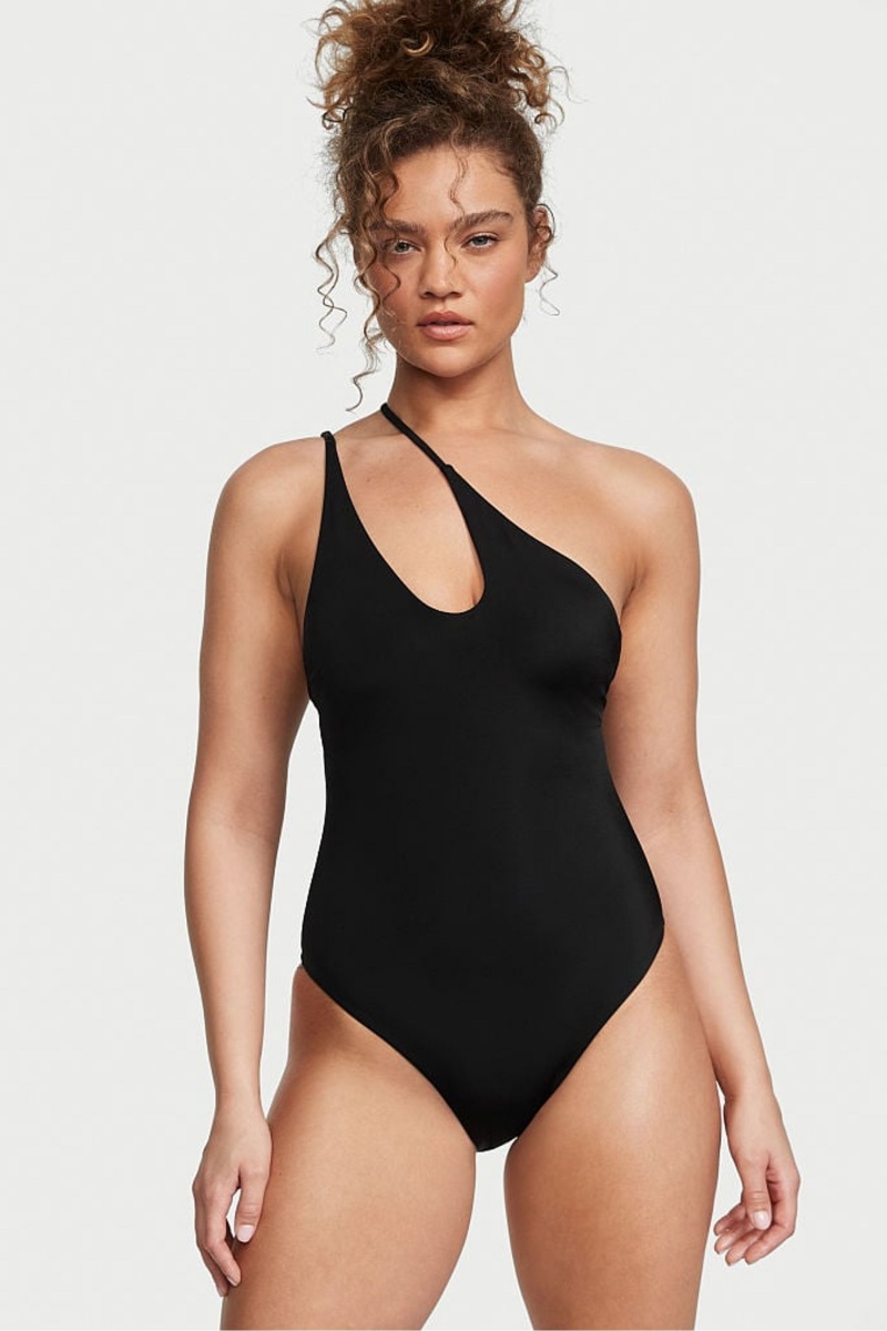 Victoria\'s Secret Cut Out One Shoulder One Piece Swimsuit Zwart | 79851-QUZY