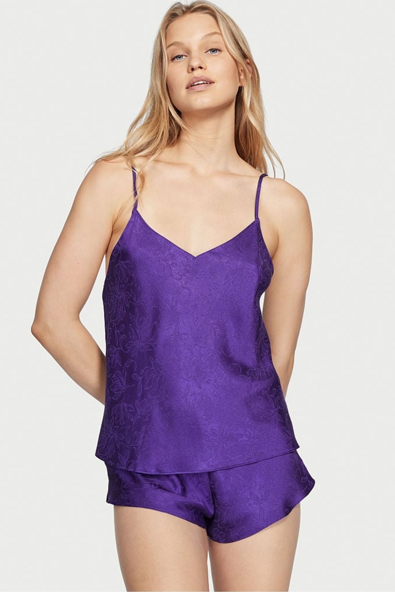 Victoria\'s Secret Draped Back Satin Cami Set Paars | 64905-ZJYW