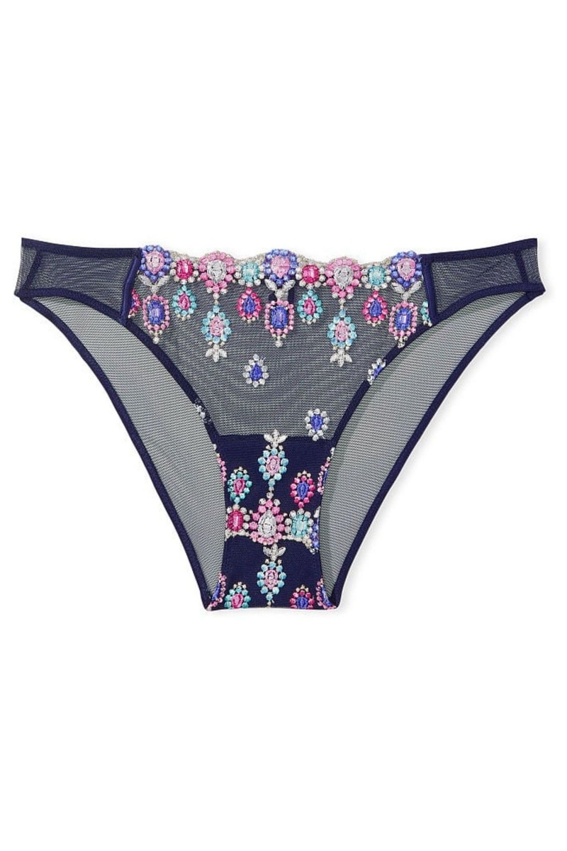 Victoria's Secret Dream Angels Bejeweled Embroidery Cheekini Knickers Donkerblauw Blauw | 50864-JYOV