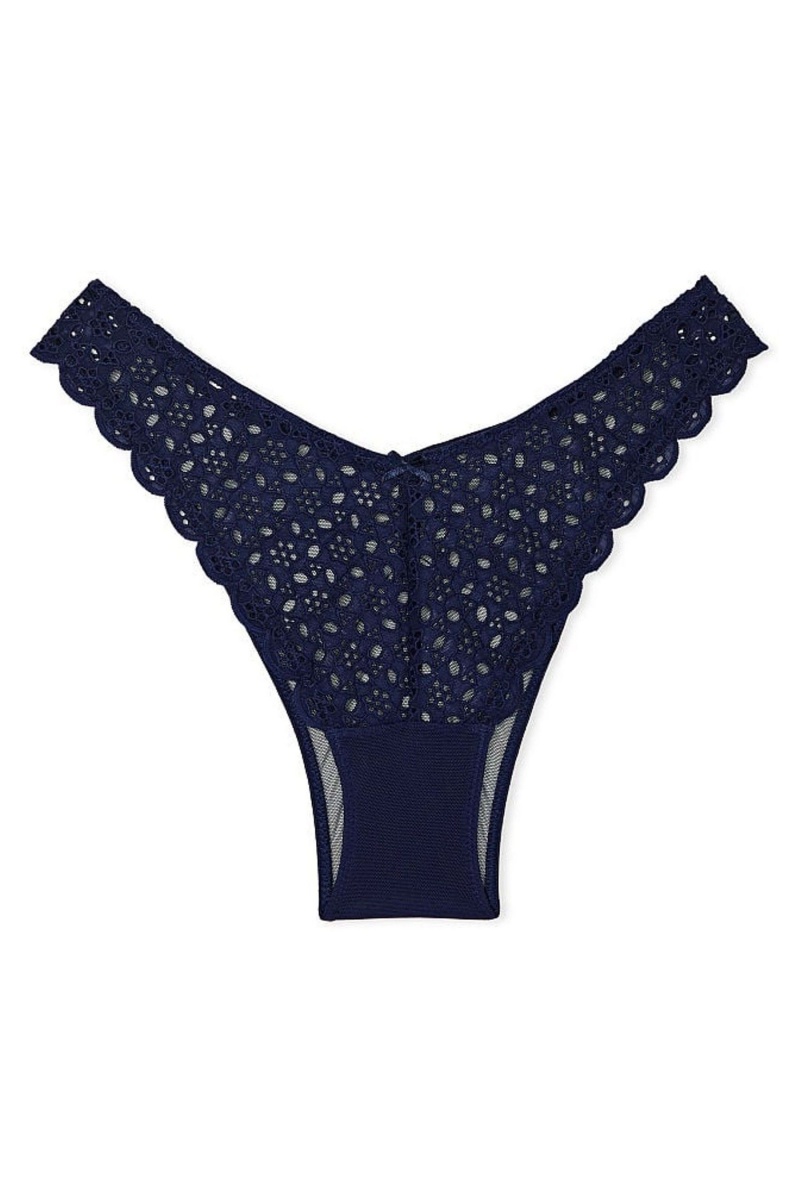 Victoria's Secret Dream Angels Broderie Knickers Donkerblauw Blauw | 82570-ILKP