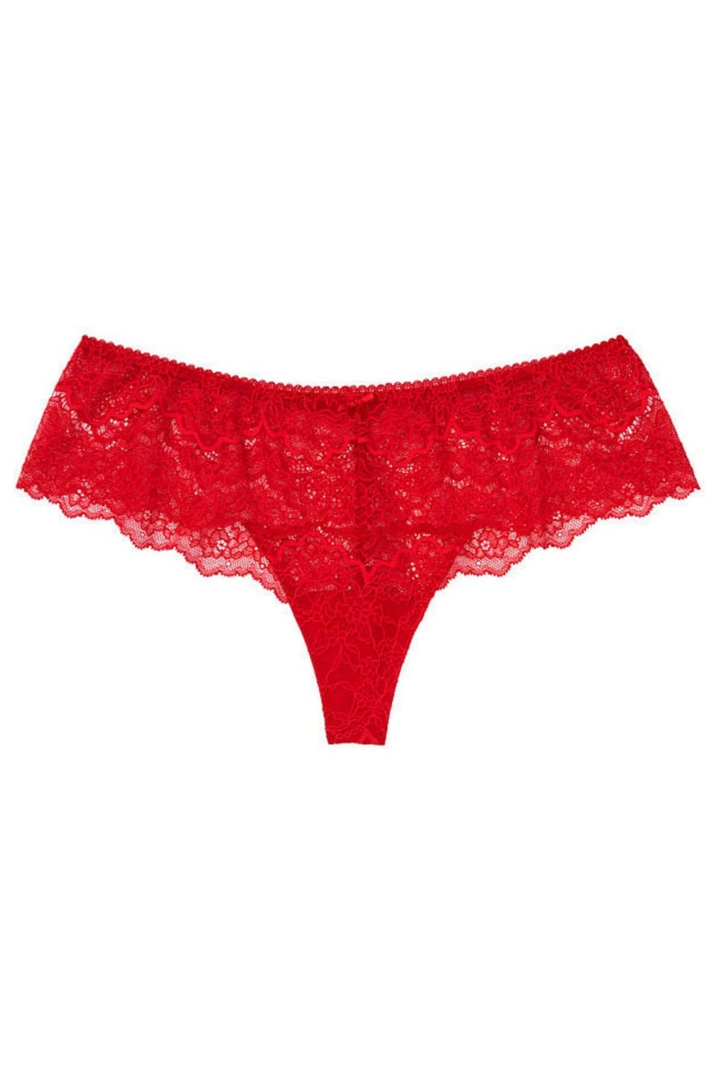 Victoria's Secret Dream Angels Kanten Hipster String Knickers Rood | 58497-MCGO