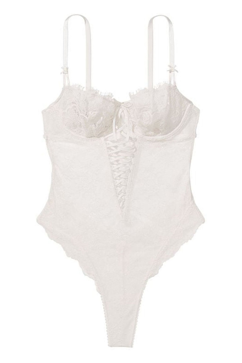 Victoria's Secret Dream Angels Kanten Unlined Balcony Bodysuit Wit | 10326-NUOQ