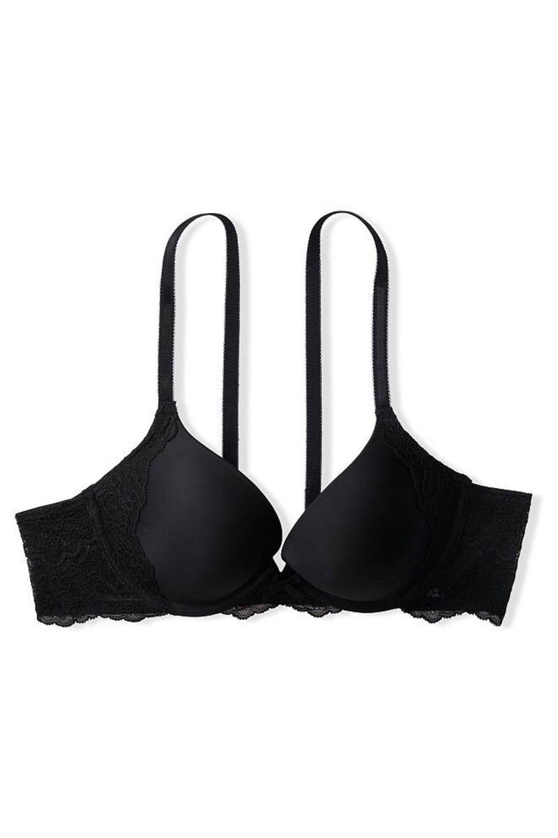 Victoria's Secret Dream Angels Kanten Wing Push Up Bra Zwart | 76893-UFSK