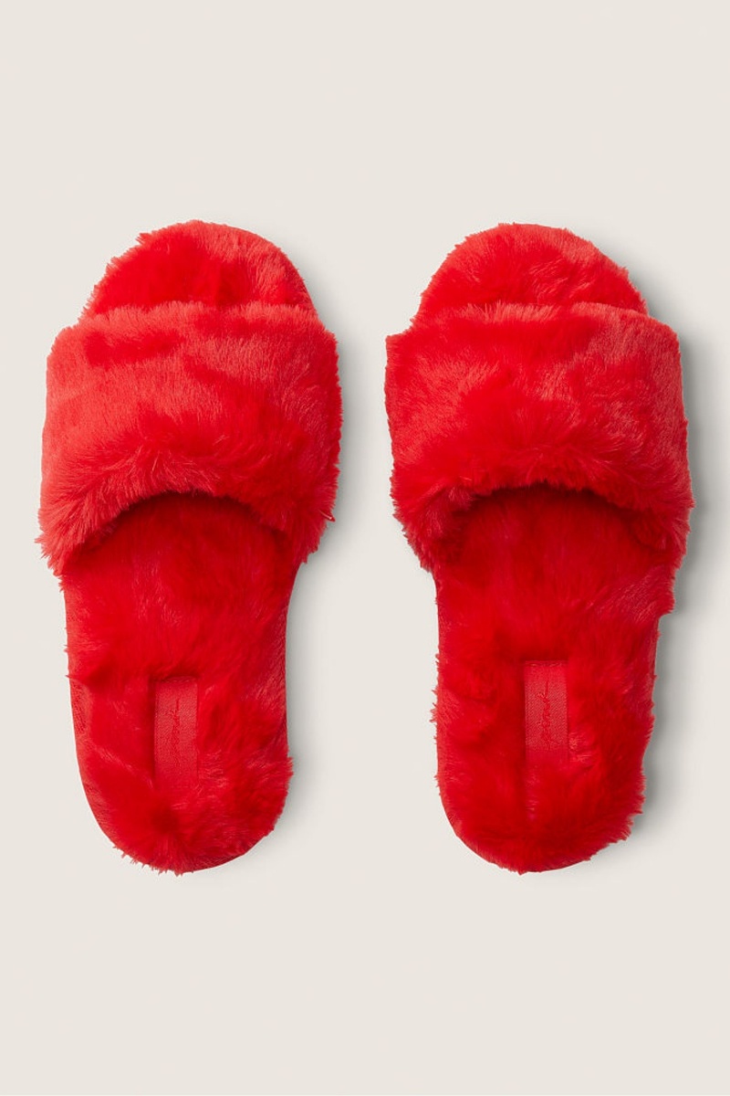 Victoria's Secret Faux Fur Slippers Rood | 14780-DFLY