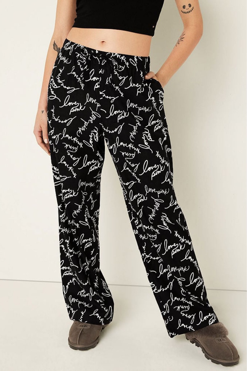 Victoria\'s Secret Flannel Pyjama Bottoms Zwart | 76319-GXDM