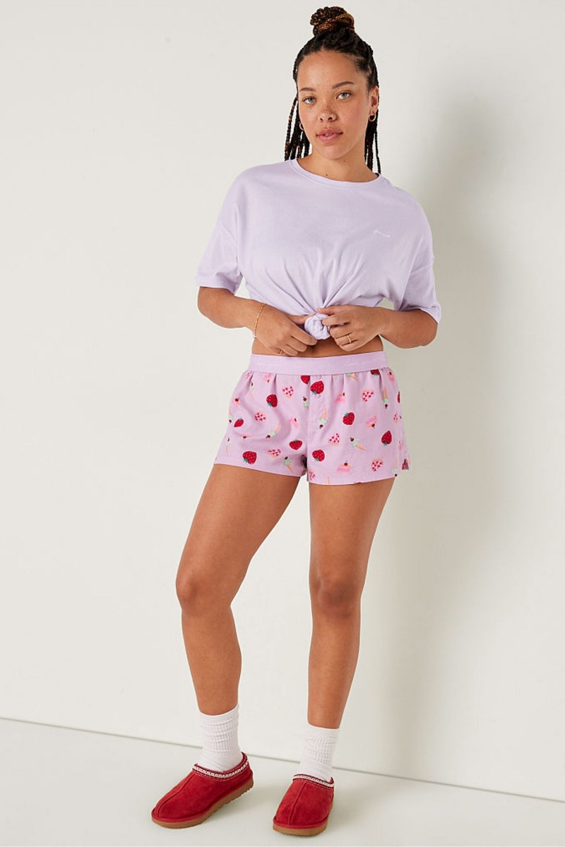 Victoria's Secret Flannel Pyjama Kort Donkergrijs | 48162-ZLYP