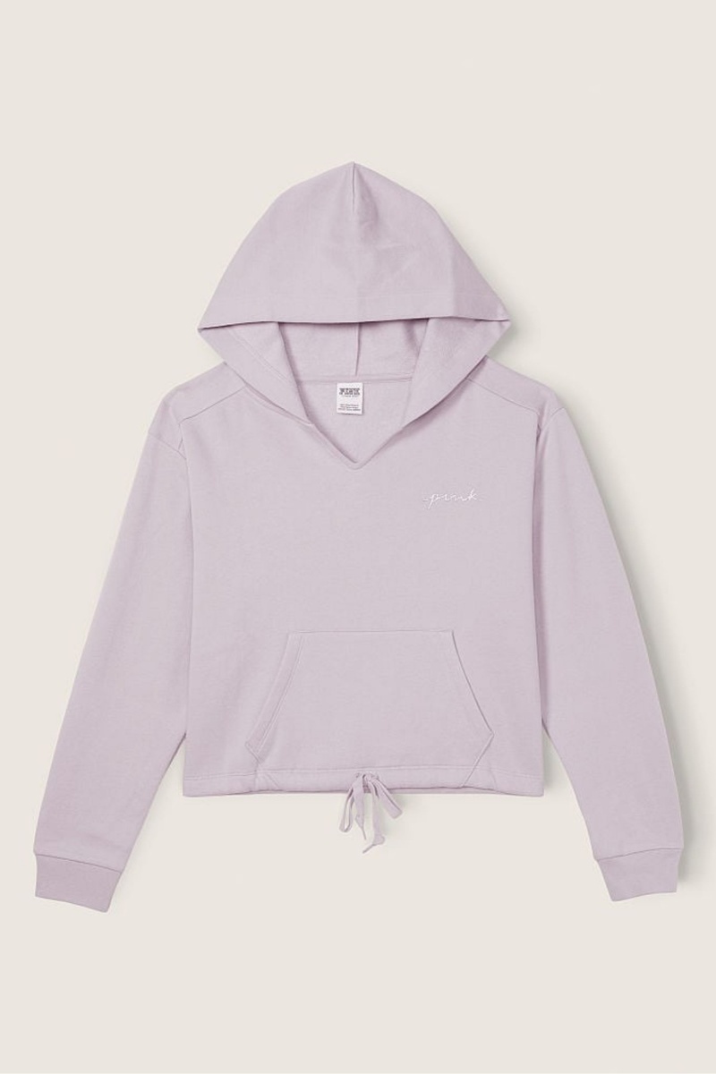 Victoria's Secret Fleece Cropped Cinched Campus Hoodie Paars | 97235-DYKU