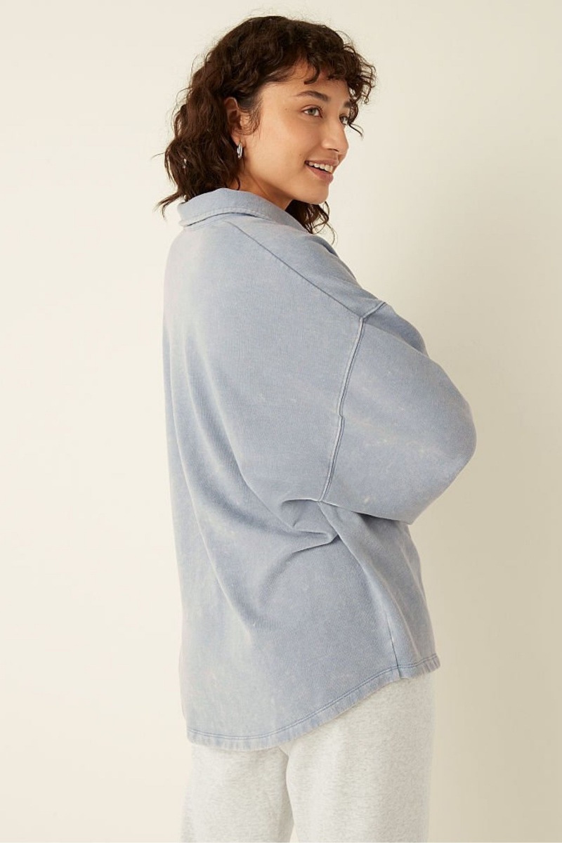 Victoria's Secret Fleece Shirt Jacket Blauw Lichtturkoois | 04721-CZVN