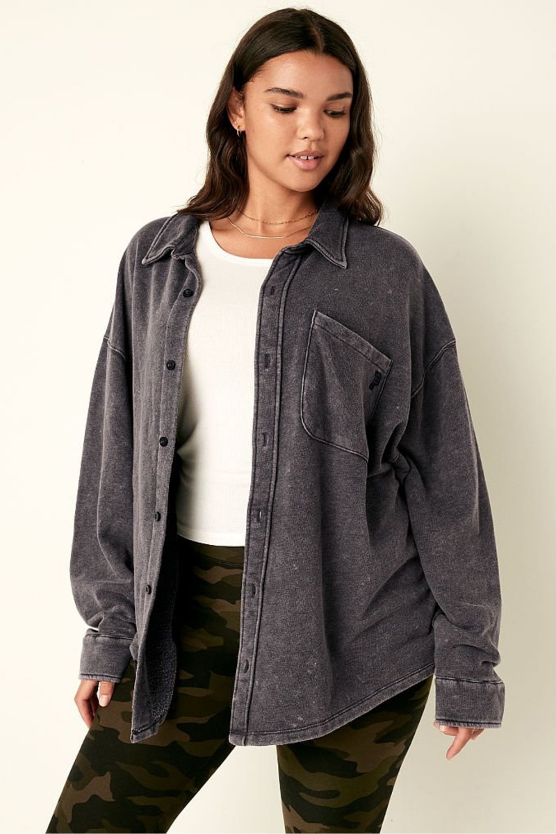 Victoria\'s Secret Fleece Shirt Jacket Blauw Lichtturkoois | 98135-ZWPG