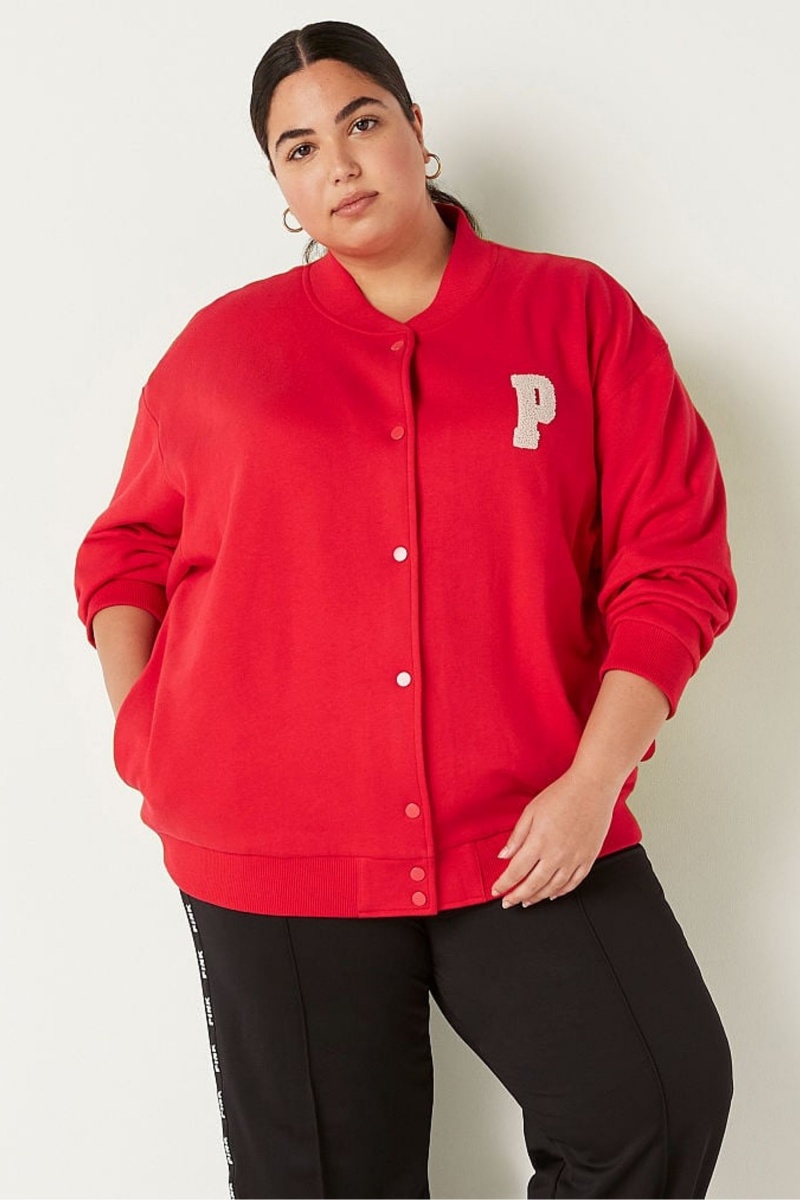 Victoria's Secret Fleece Varsity Jacket Rood | 73052-RJCZ