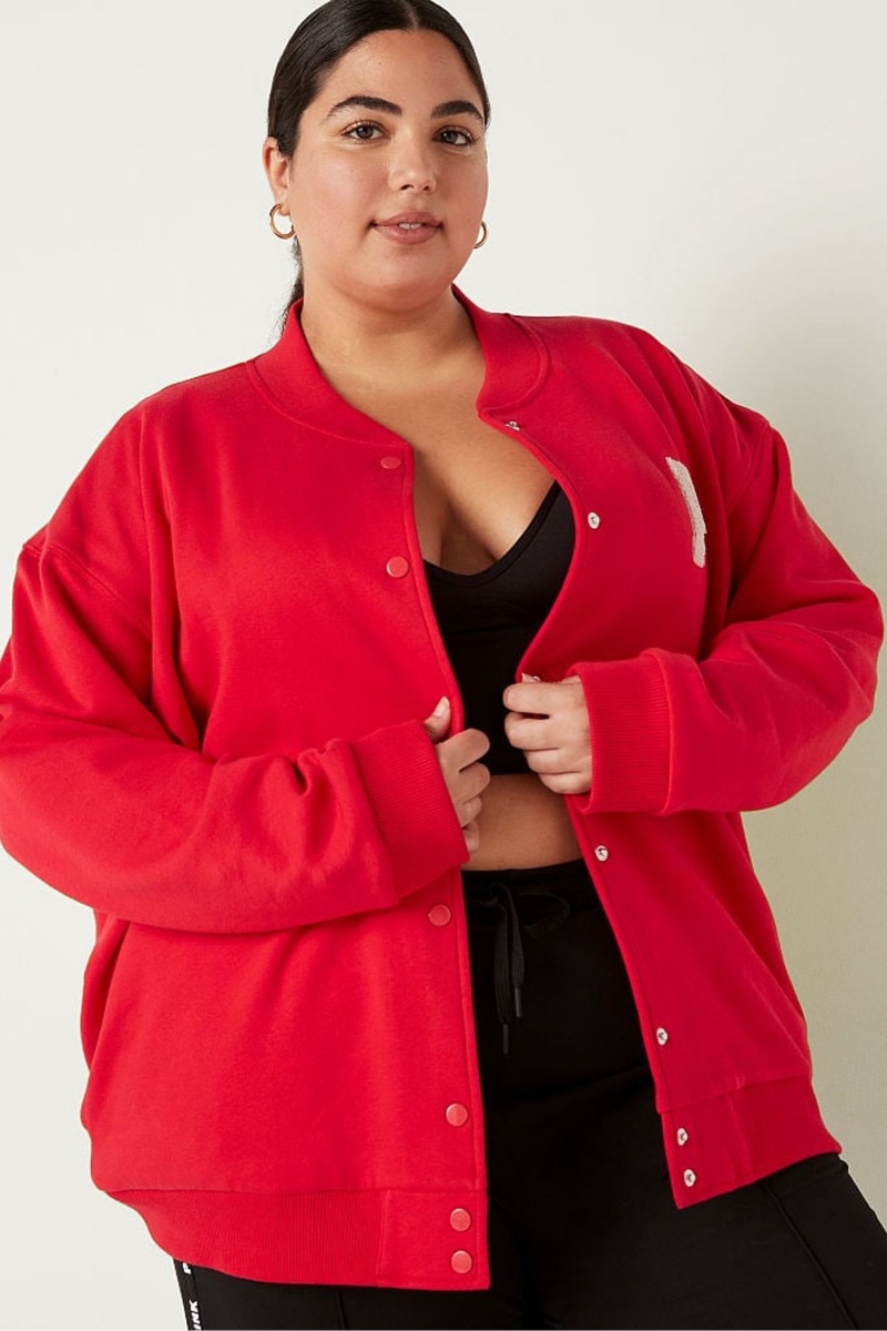 Victoria\'s Secret Fleece Varsity Jacket Rood | 73052-RJCZ